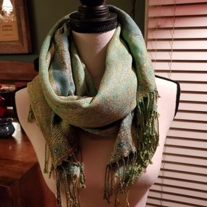 Scarf - Green and metallic gold